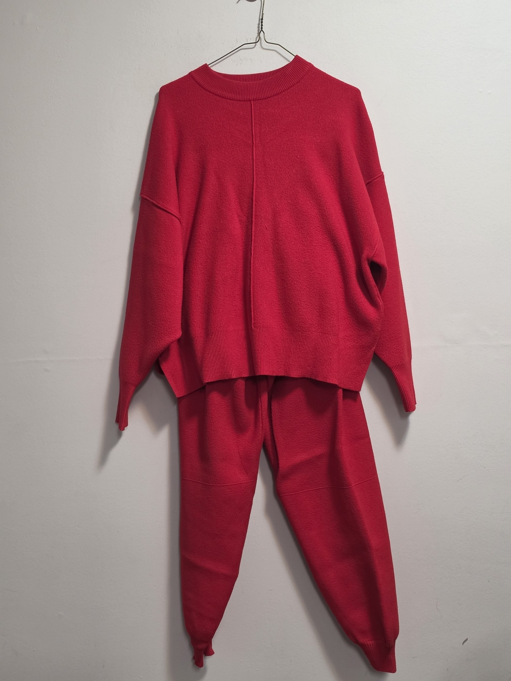 Zara Bright Red Crewneck Knit Sweater Set